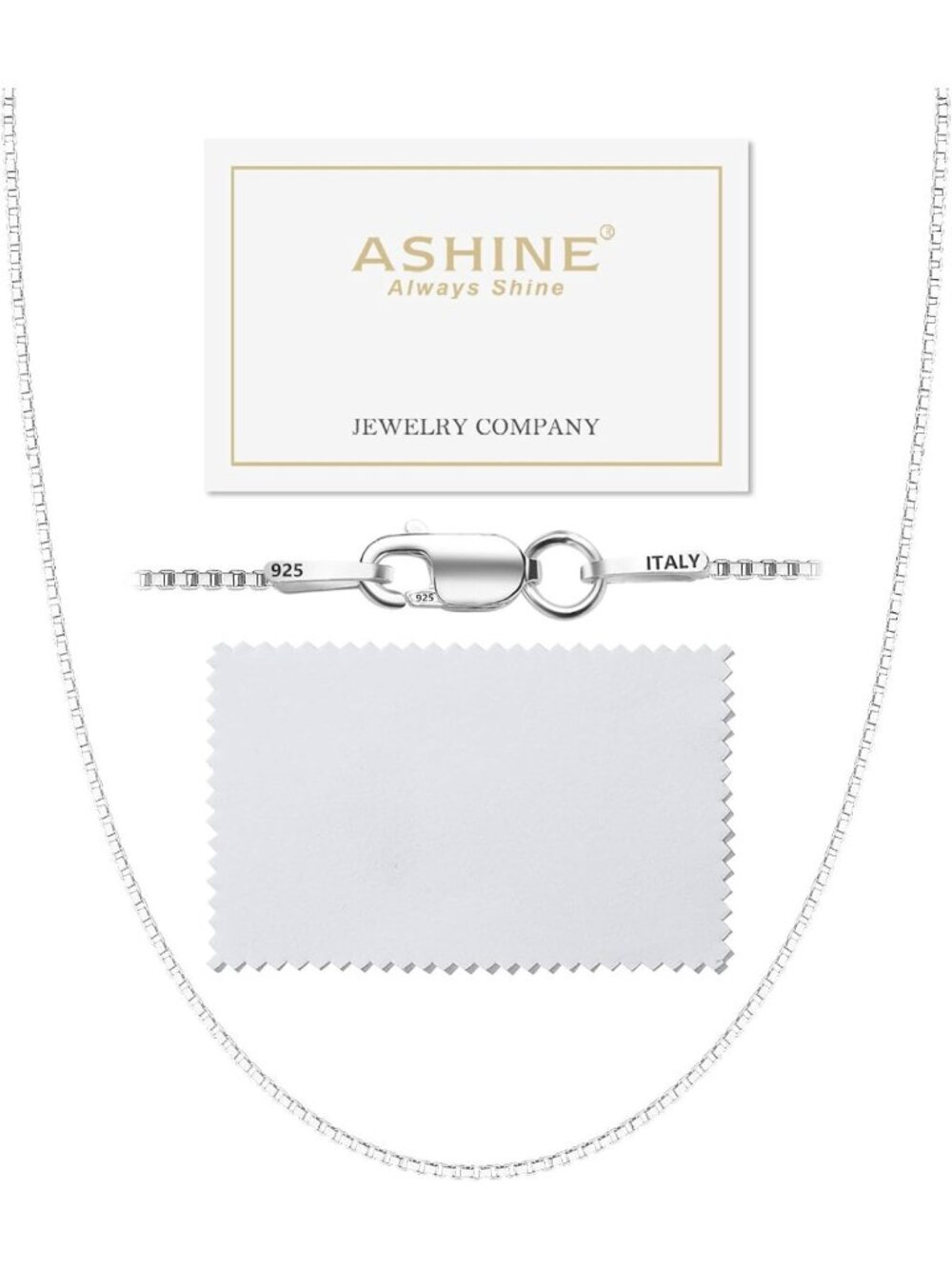 Sterling Silver Box Chain Necklace for Women - Pendant Ready, Elegant Design